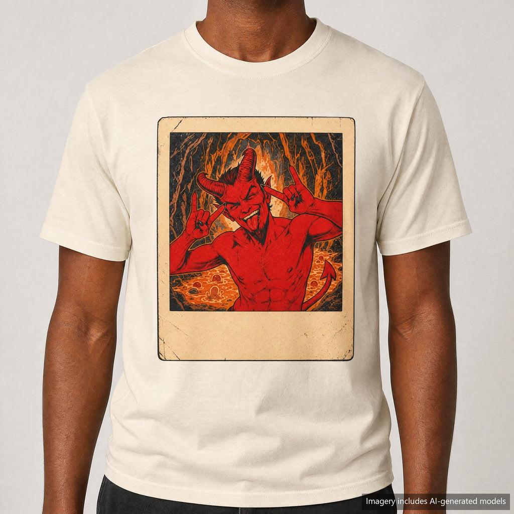 Demon Selfie T-shirt, laid flat