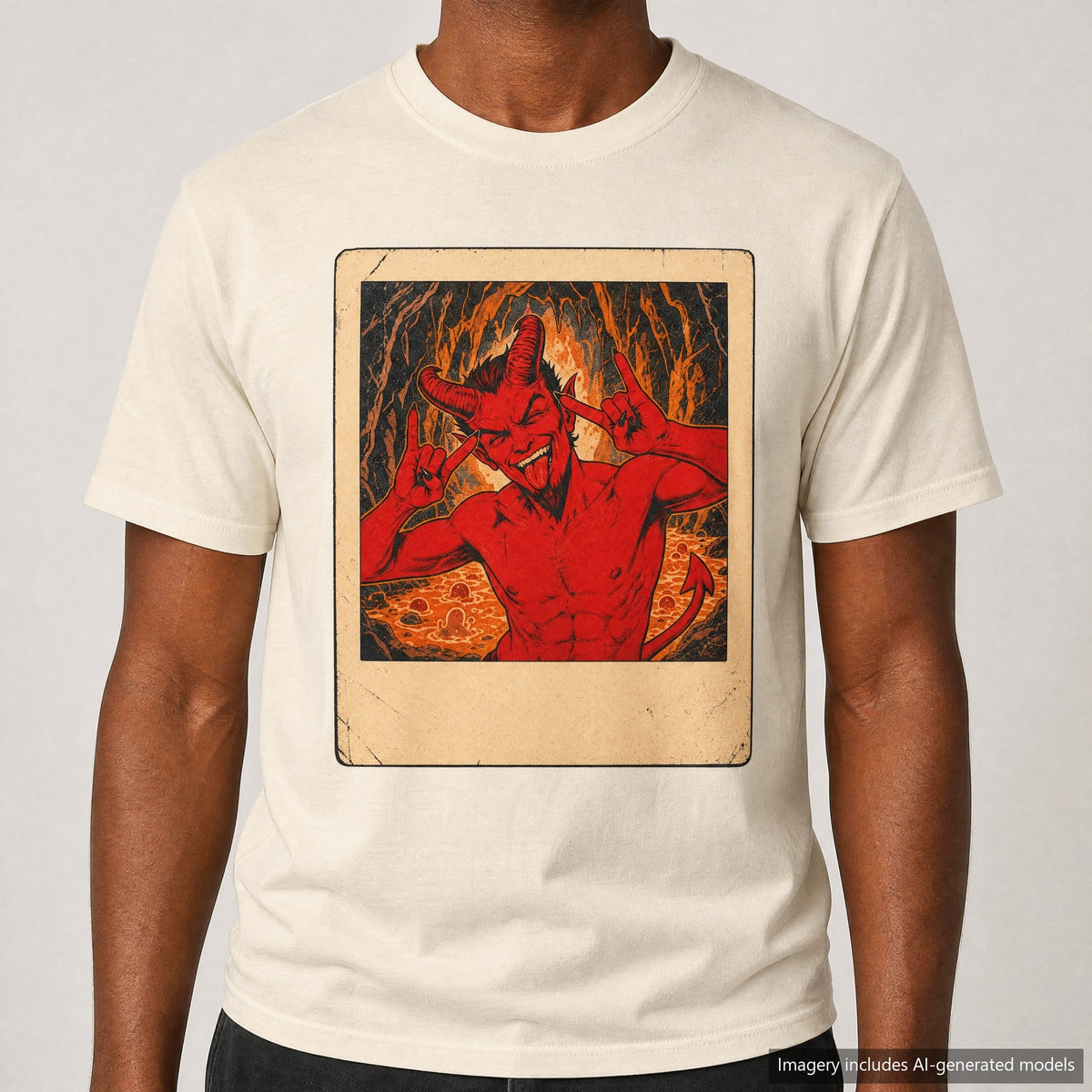 Demon Selfie T-shirt, laid flat