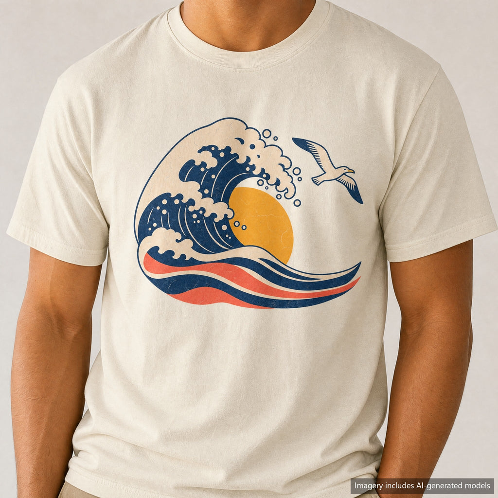 Great Wave T-shirt, laid flat