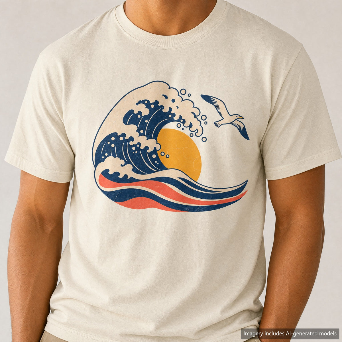 Great Wave T-shirt, laid flat