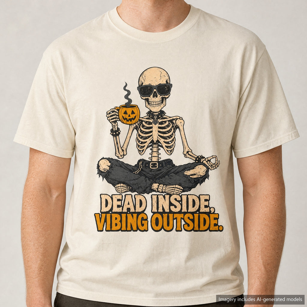 Dead Inside Vibing Outside T-shirt, laid flat