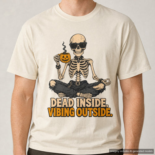 Dead Inside Vibing Outside T-shirt, laid flat