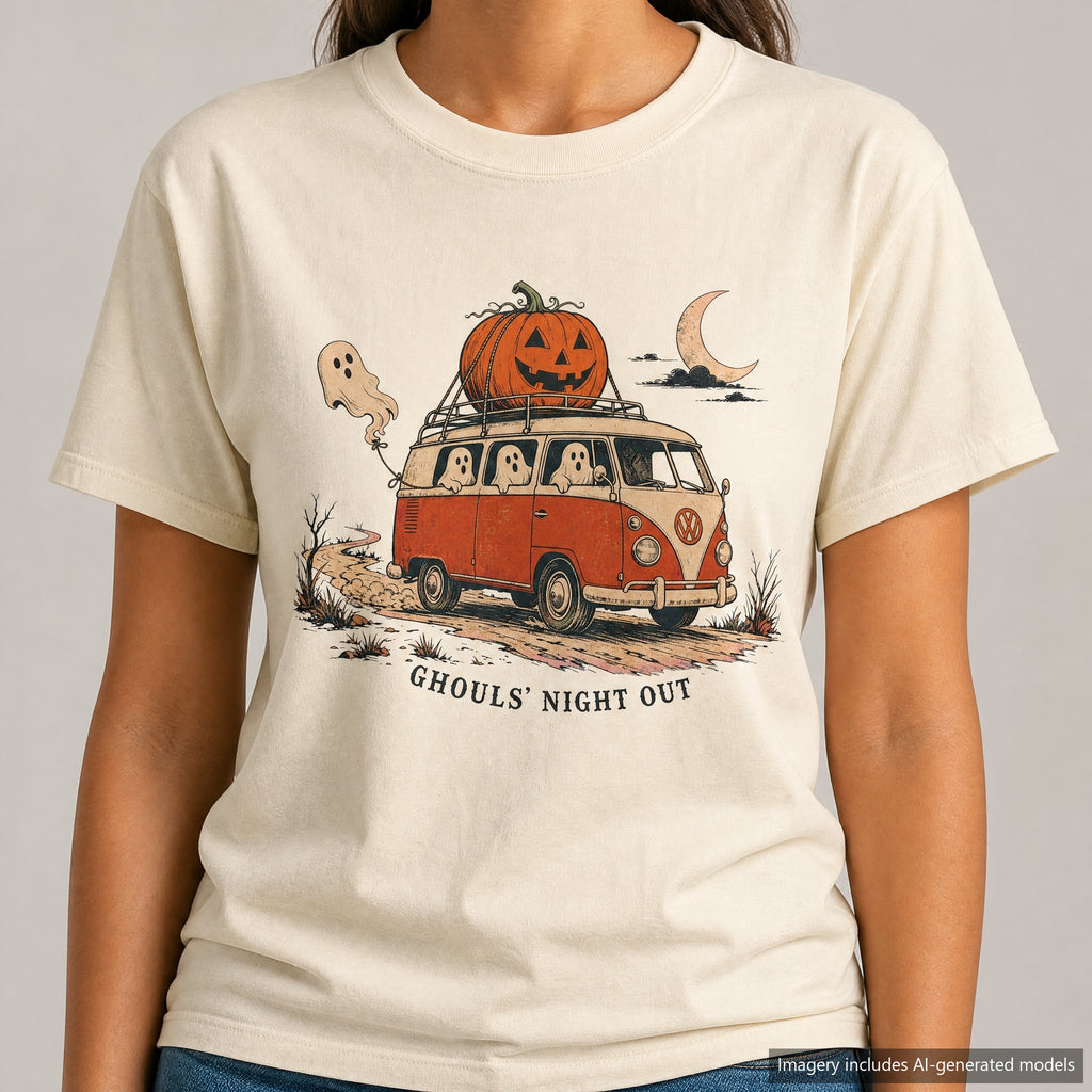 Haunted Camper Van T-shirt, laid flat
