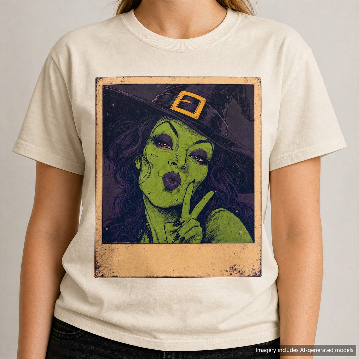 Witch Selfie T-shirt, laid flat