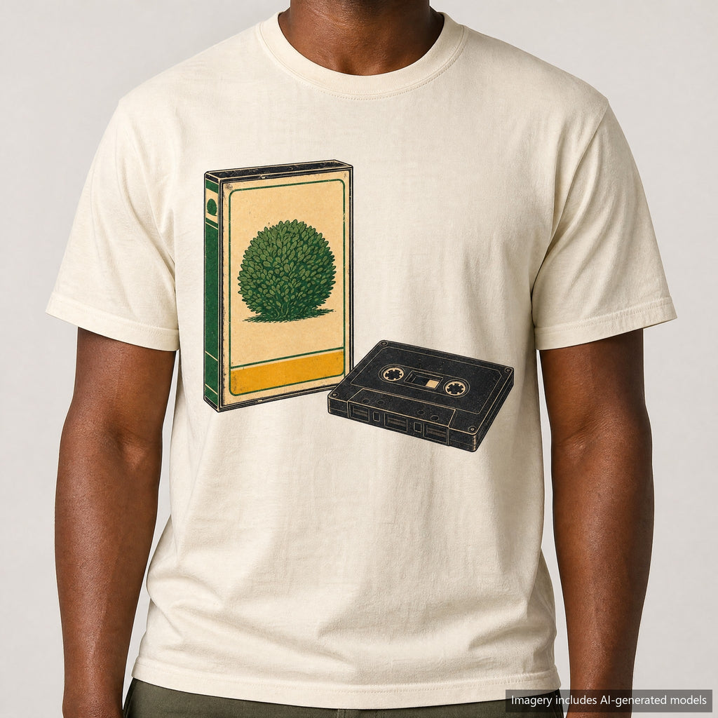 Green Shrub Cassette T-shirt, laid flat