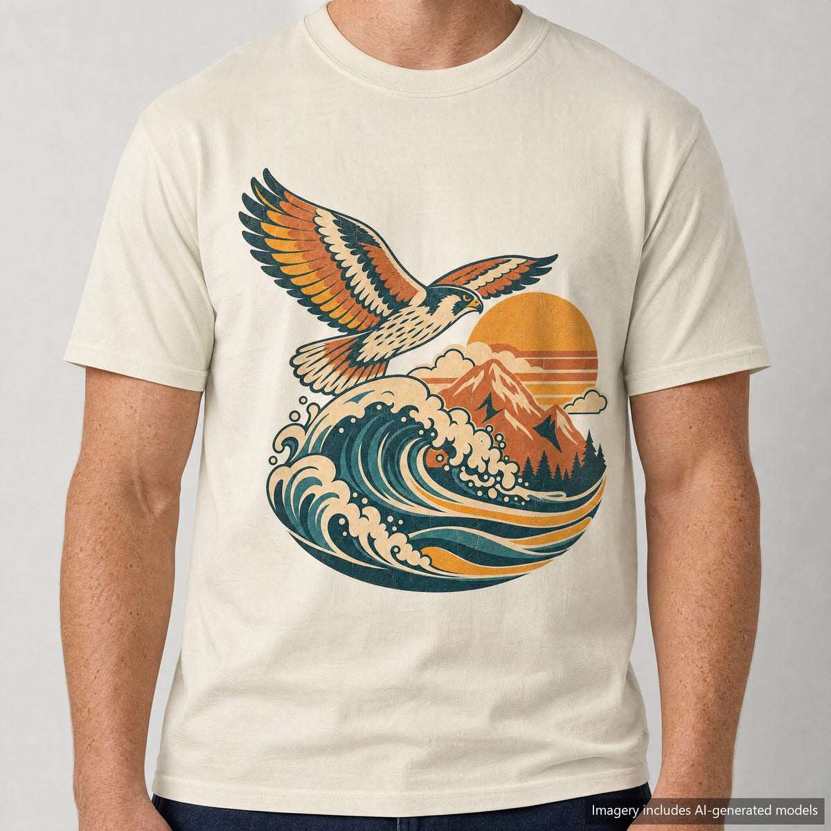 Falcon Wave T-shirt, laid flat