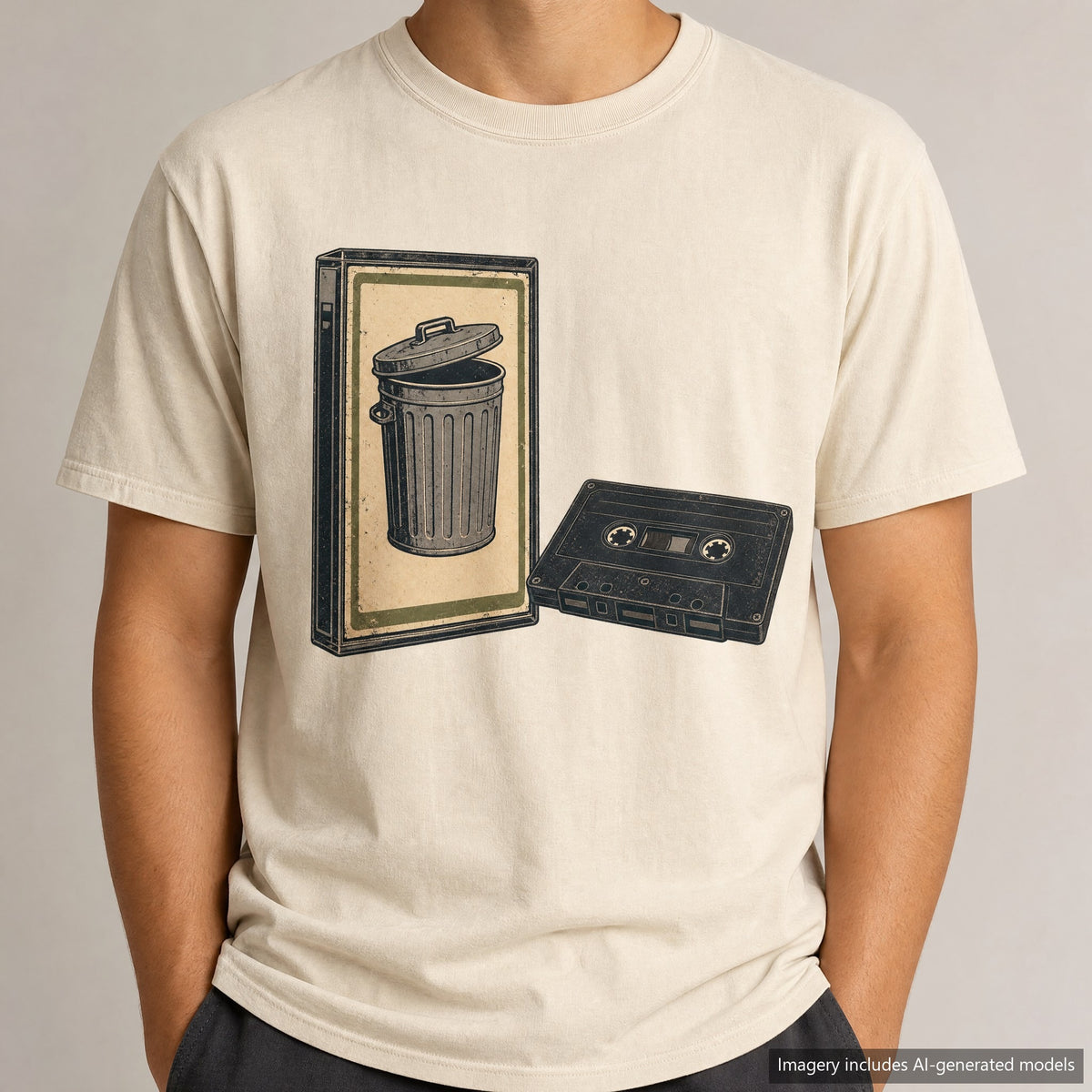 Cassette Tape T-shirt, laid flat