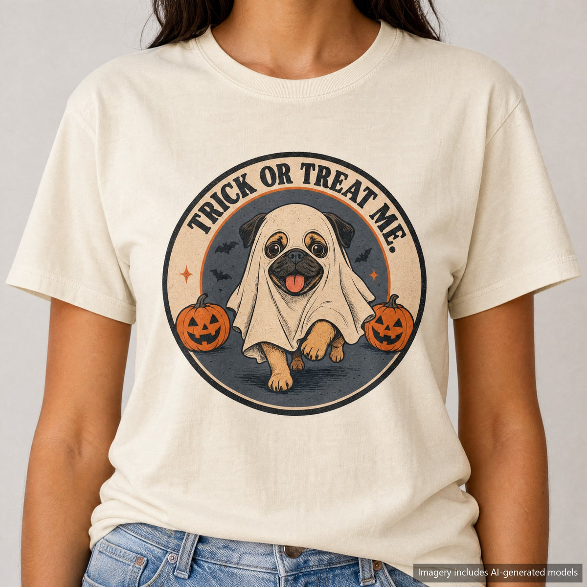 Trick or Treat Me T-shirt, laid flat