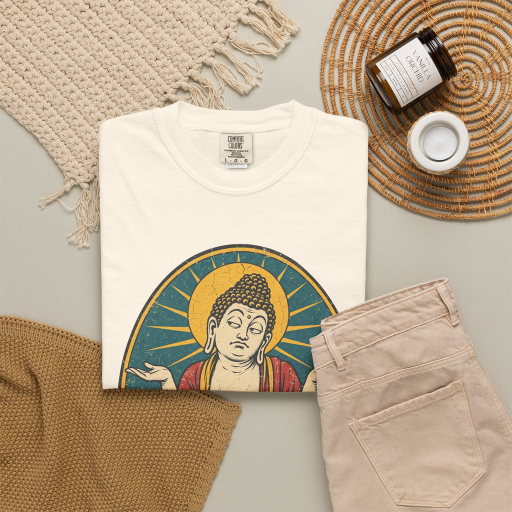 Buddha Shrug T-shirt in Ivory, flat lay view