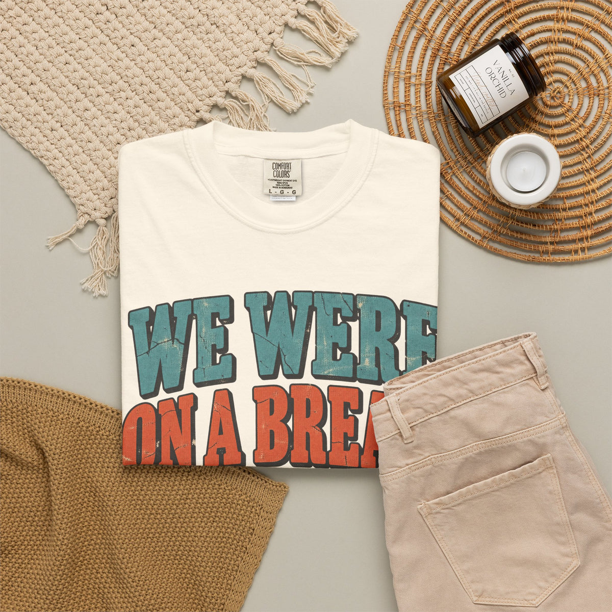 We Were On A Break T-shirt in Ivory, flat lay view