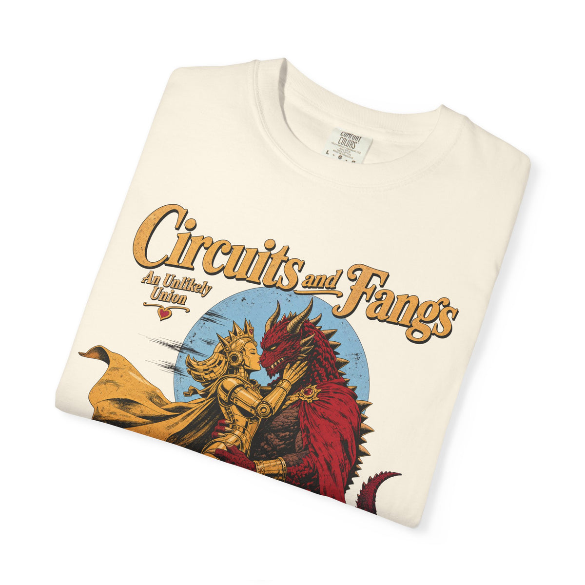 Circuits and Fangs T-shirt in Ivory, folded view