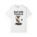 Dead Inside Dressed Up Skeleton Hand T-shirt in White, front view
