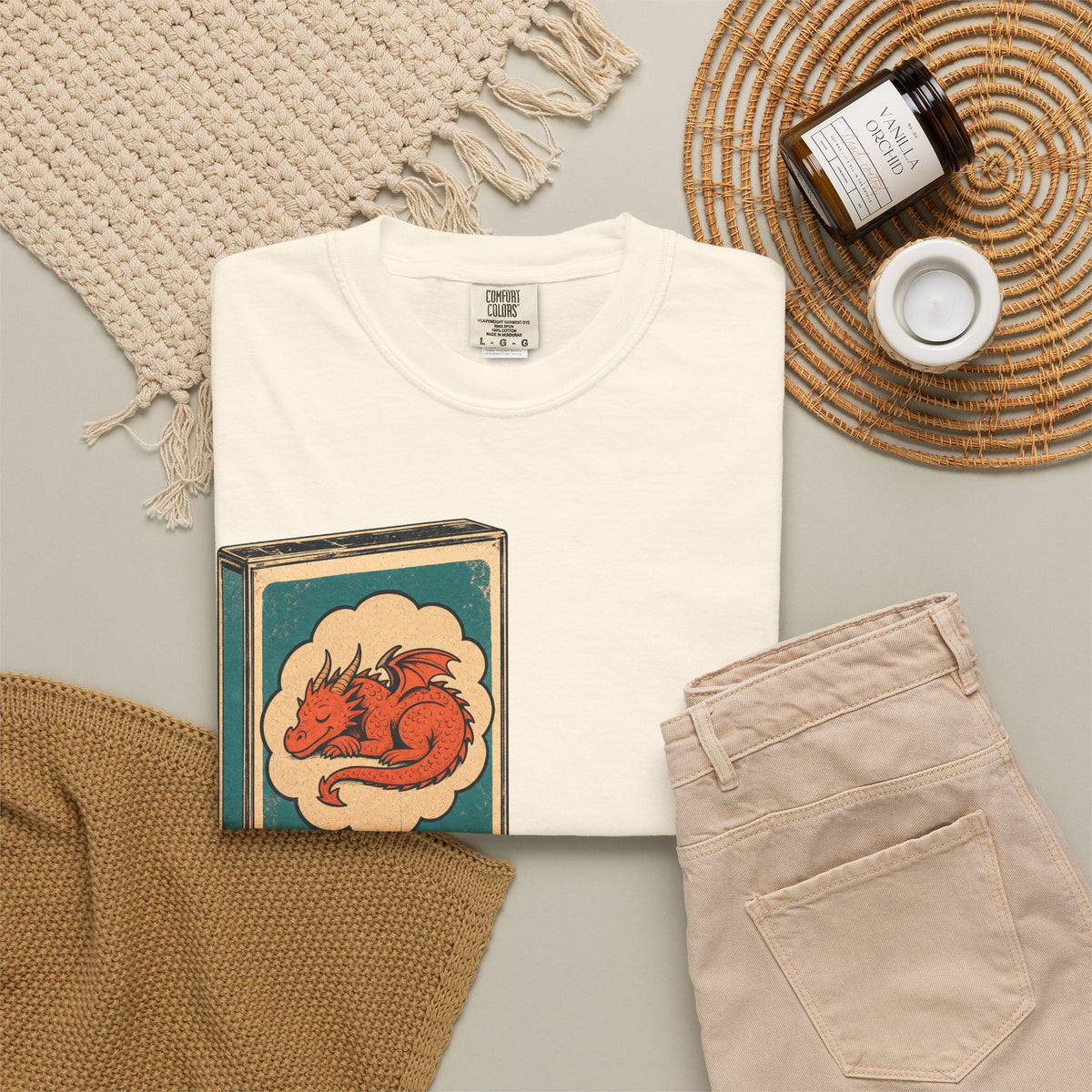 Dragon Daydream Cassette T-shirt in Ivory, flat lay view