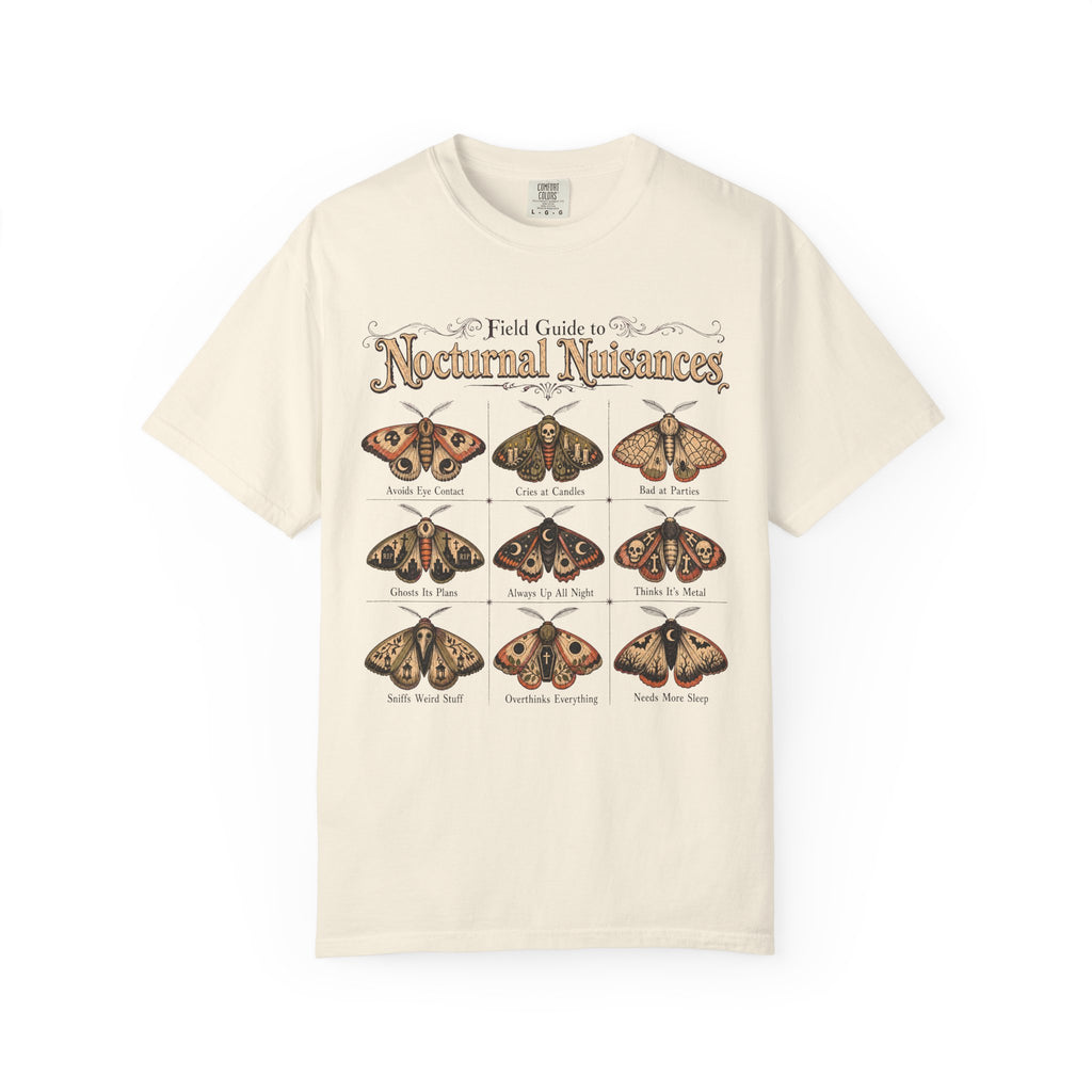 Field Guide to Nocturnal Nuisances T-shirt in Ivory, front view
