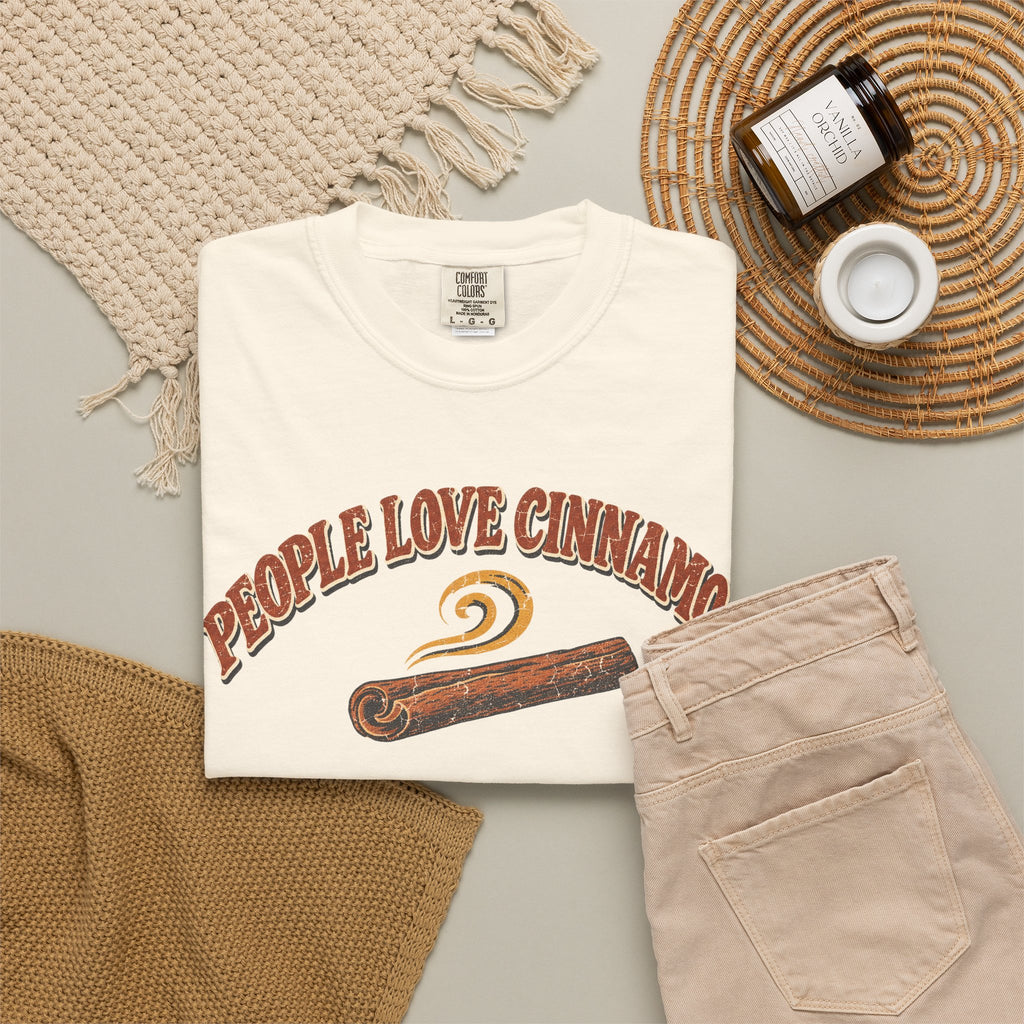 People Love Cinnamon T-shirt in Ivory, flat lay view