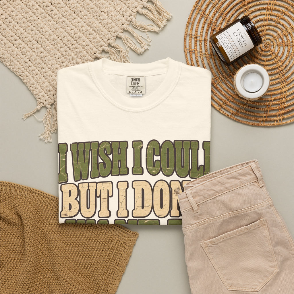 I Wish I Could T-shirt in Ivory, flat lay view