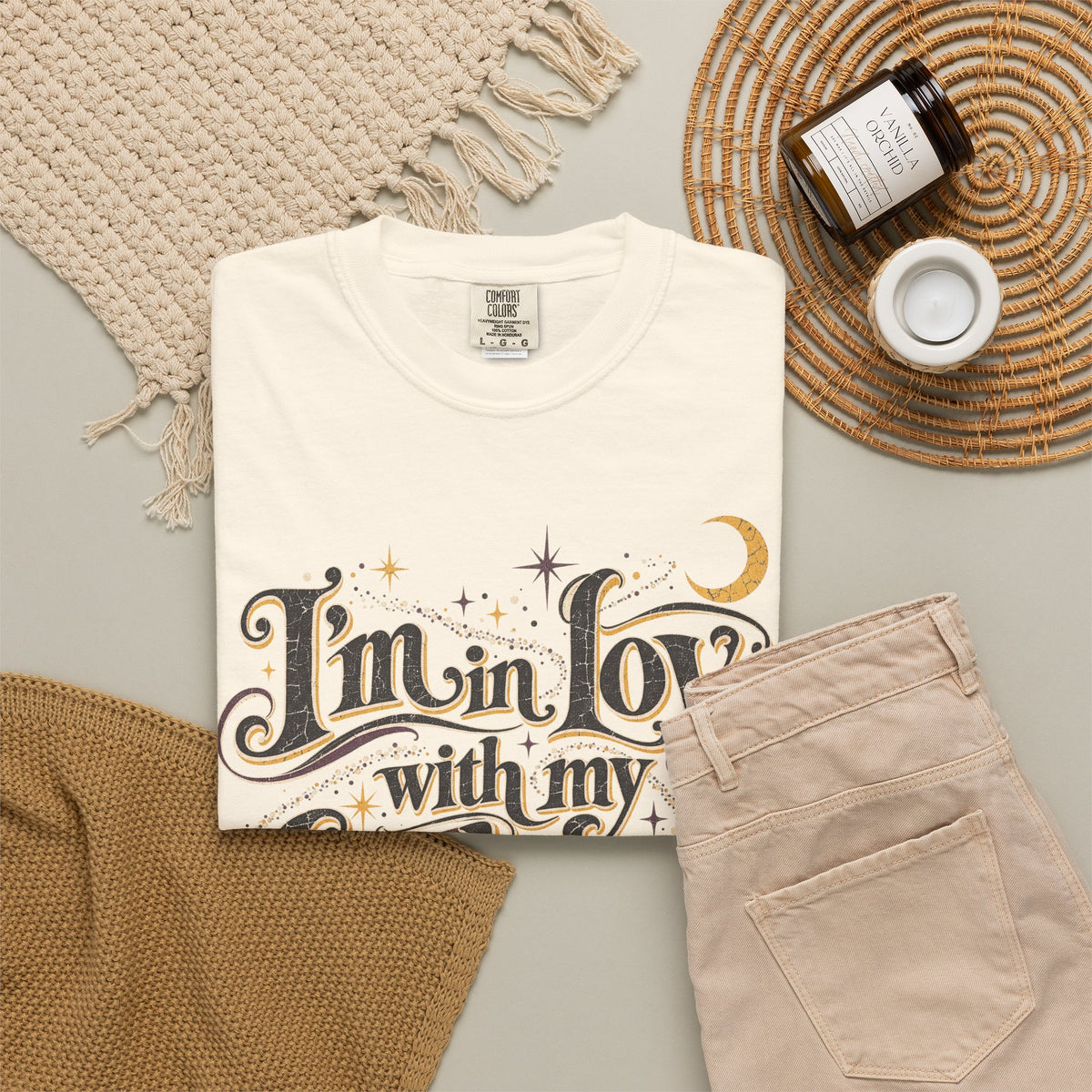 I'm In Love With My Sadness T-shirt in Ivory, flat lay view