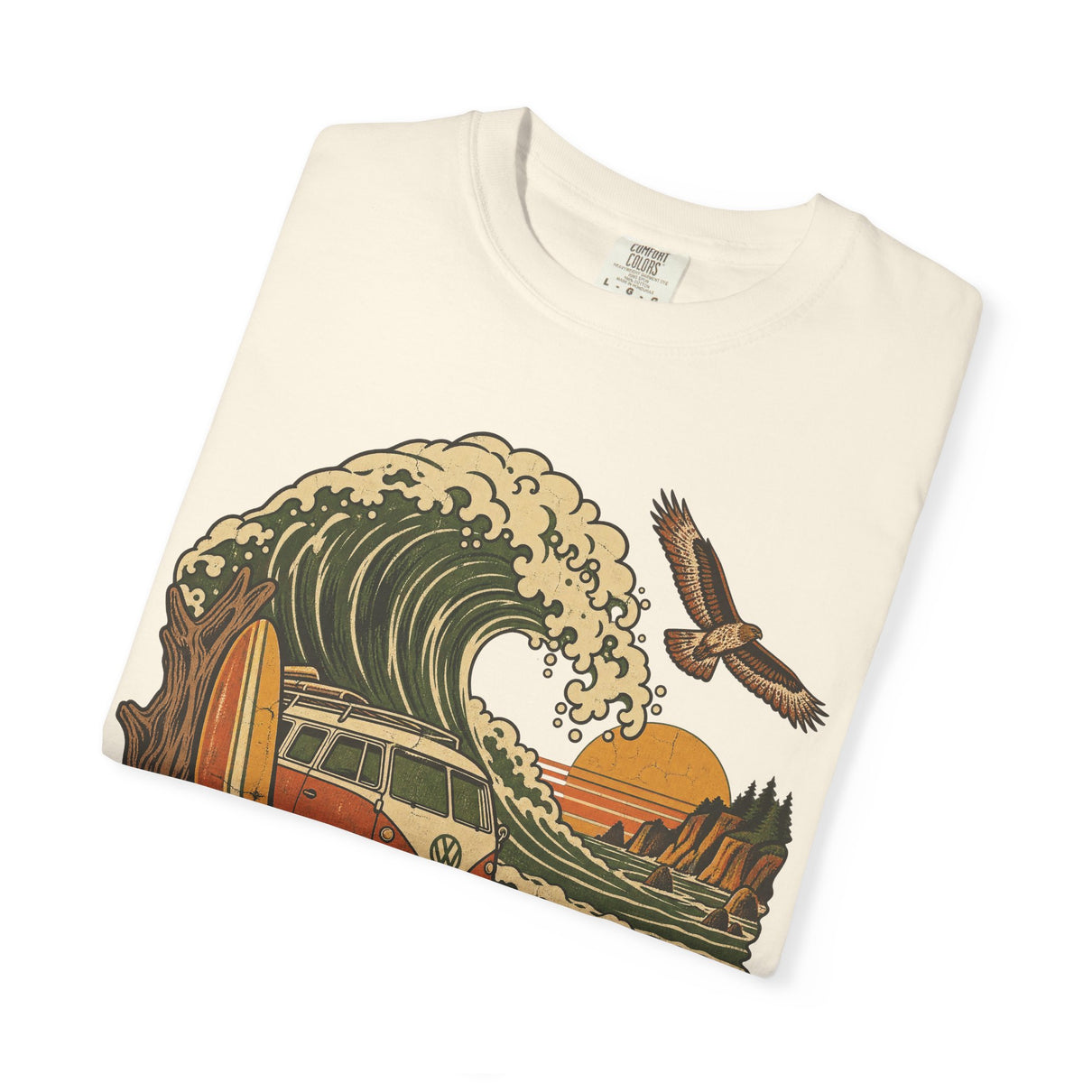 70s Wave T-shirt in Ivory, folded view