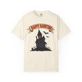 Happy Haunting Haunted House T-shirt in Ivory, front view