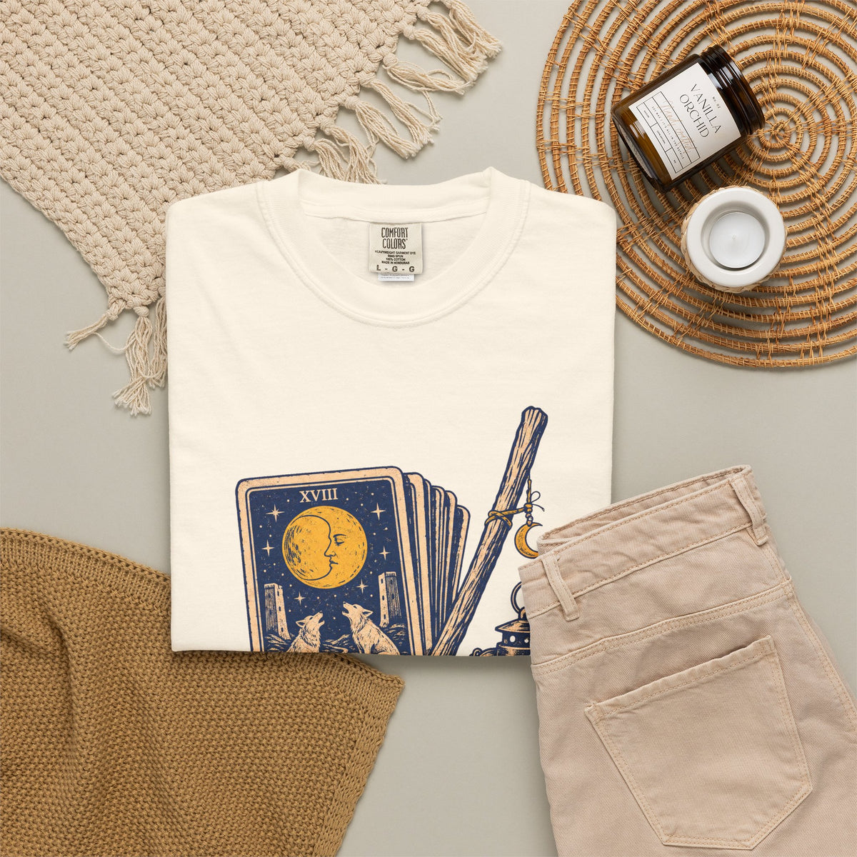 Ride or Curse T-shirt in Ivory, flat lay view