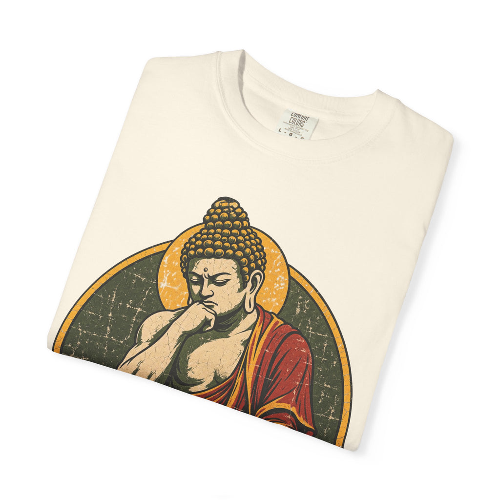 Buddha Thinker Pose T-shirt in Ivory, folded view