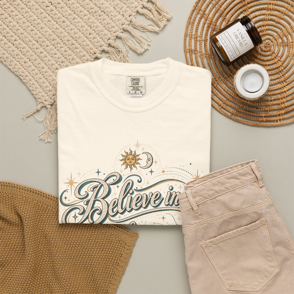 Believe In Me T-shirt in Ivory, flat lay view