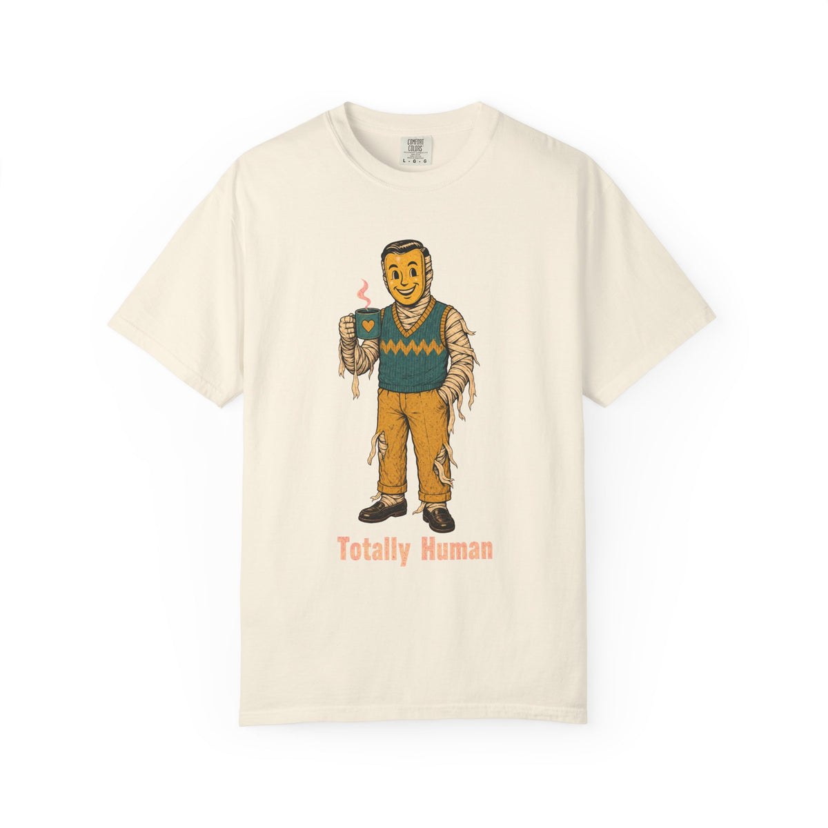 Totally Human T-shirt in Ivory, front view