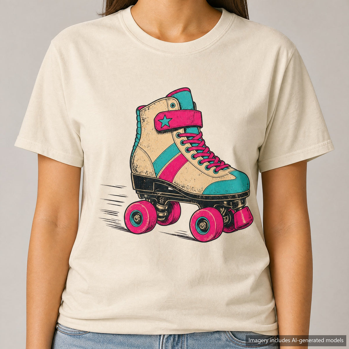 Roller Skate T-shirt, laid flat