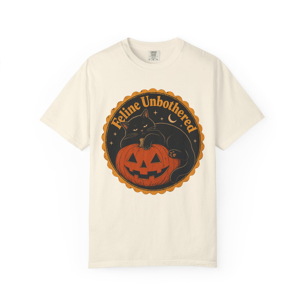Feline Unbothered T-shirt in Ivory, front view