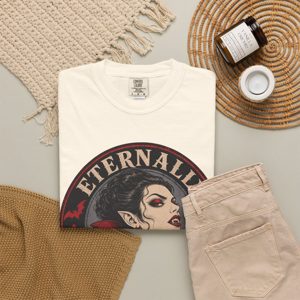 Eternally Unimpressed T-shirt in Ivory, flat lay view
