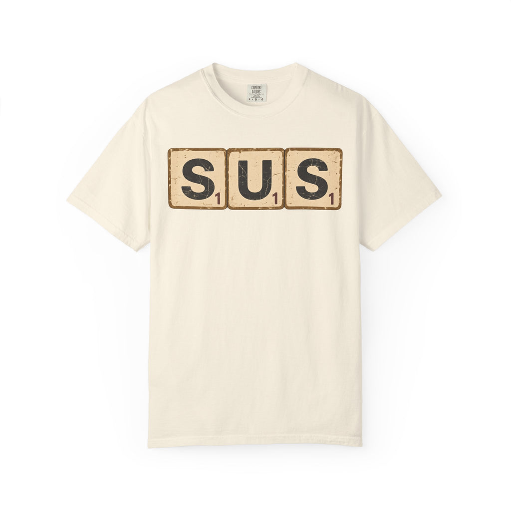 SUS Scrabble Tiles T-shirt in Ivory, front view