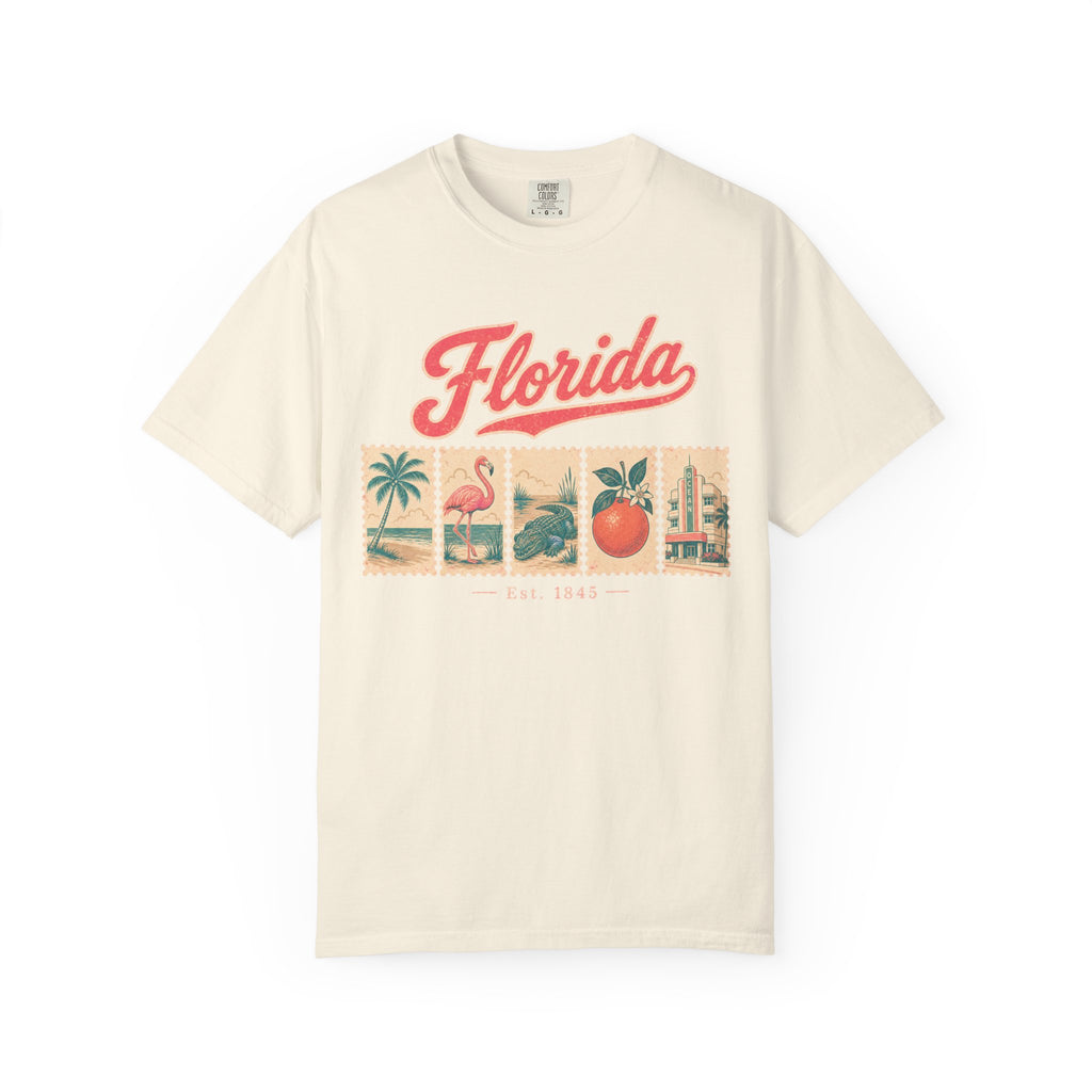 Florida Postage Stamp T-shirt in Ivory, front view