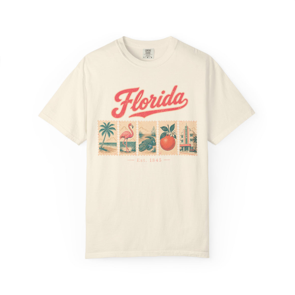 Florida Postage Stamp T-shirt in Ivory, front view