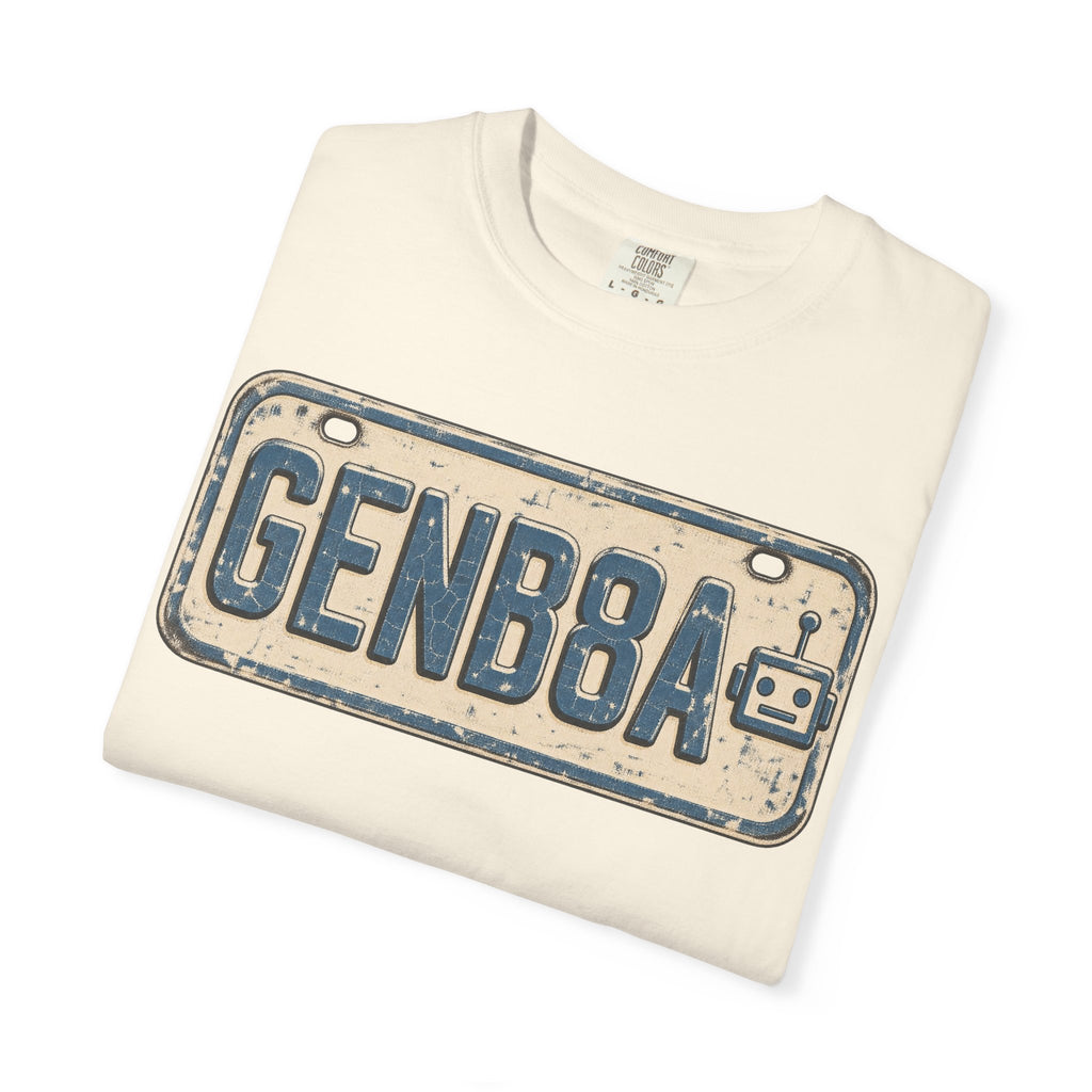 Gen Beta License Plate T-shirt in Ivory, folded view