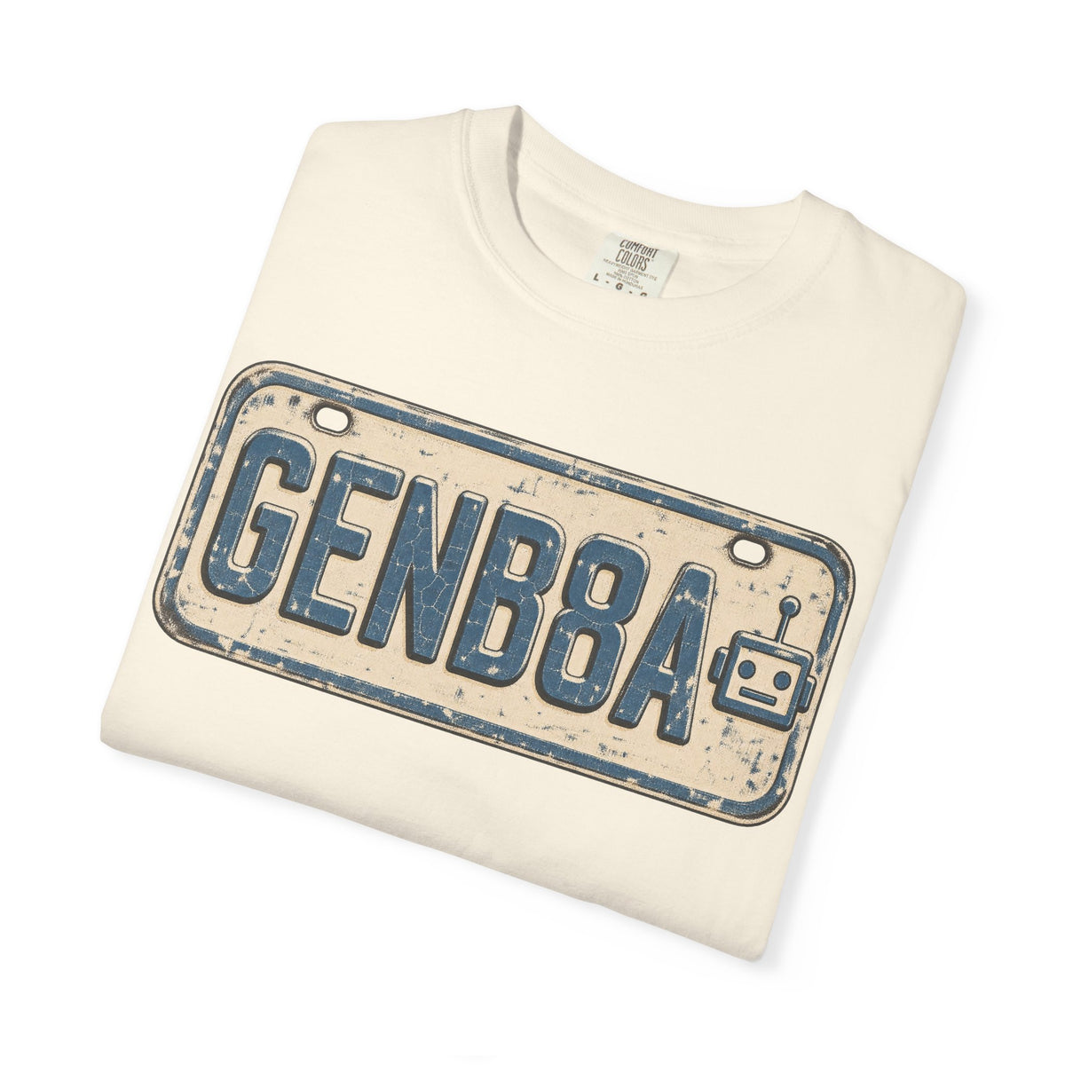 Gen Beta License Plate T-shirt in Ivory, folded view