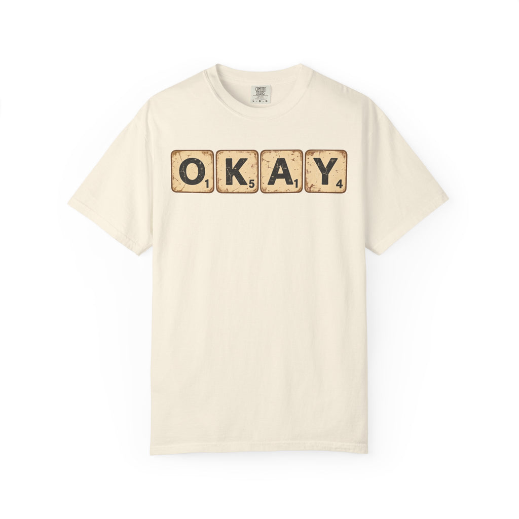 Okay Scrabble Tiles T-shirt in Ivory, front view