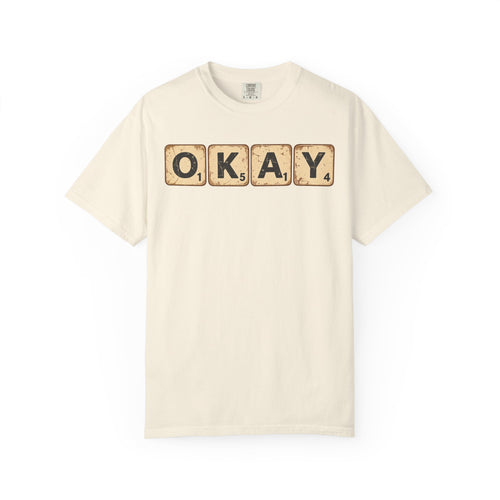 Okay Scrabble Tiles T-shirt in Ivory, front view