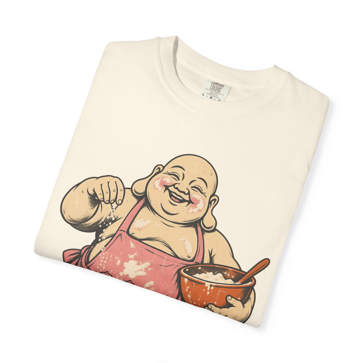 Buddha Baking Cake T-shirt in Ivory, folded view