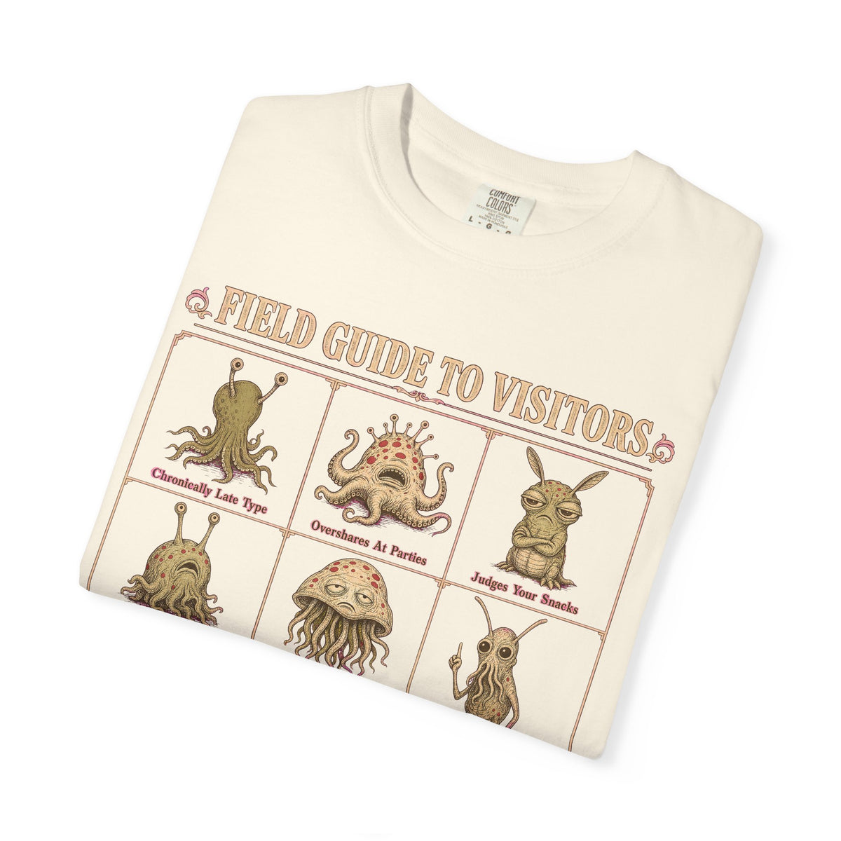 Alien Field Guide T-shirt in Ivory, folded view