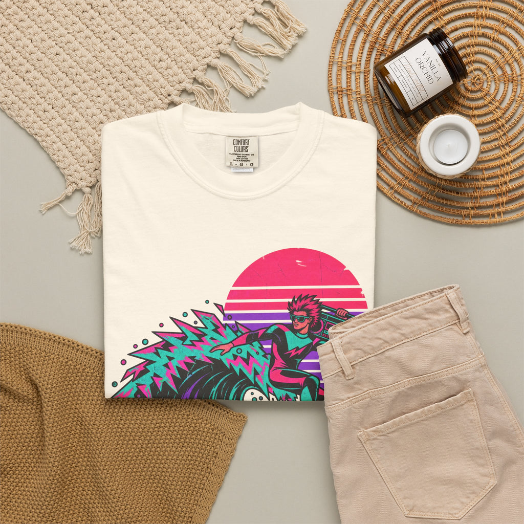 80s Surf Wave T-shirt in Ivory, flat lay view
