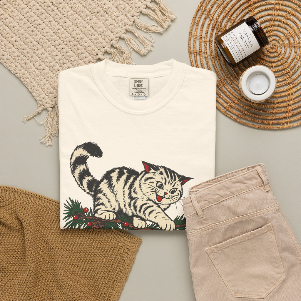 Joy To The World T-shirt in Ivory, flat lay view