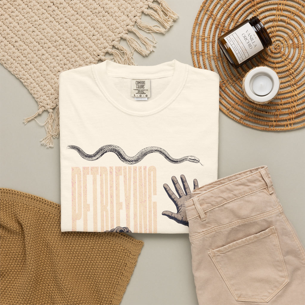 Petrifying Medusa T-shirt in Ivory, flat lay view