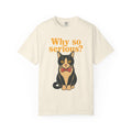 Why So Serious Cat T-shirt in Ivory, front view