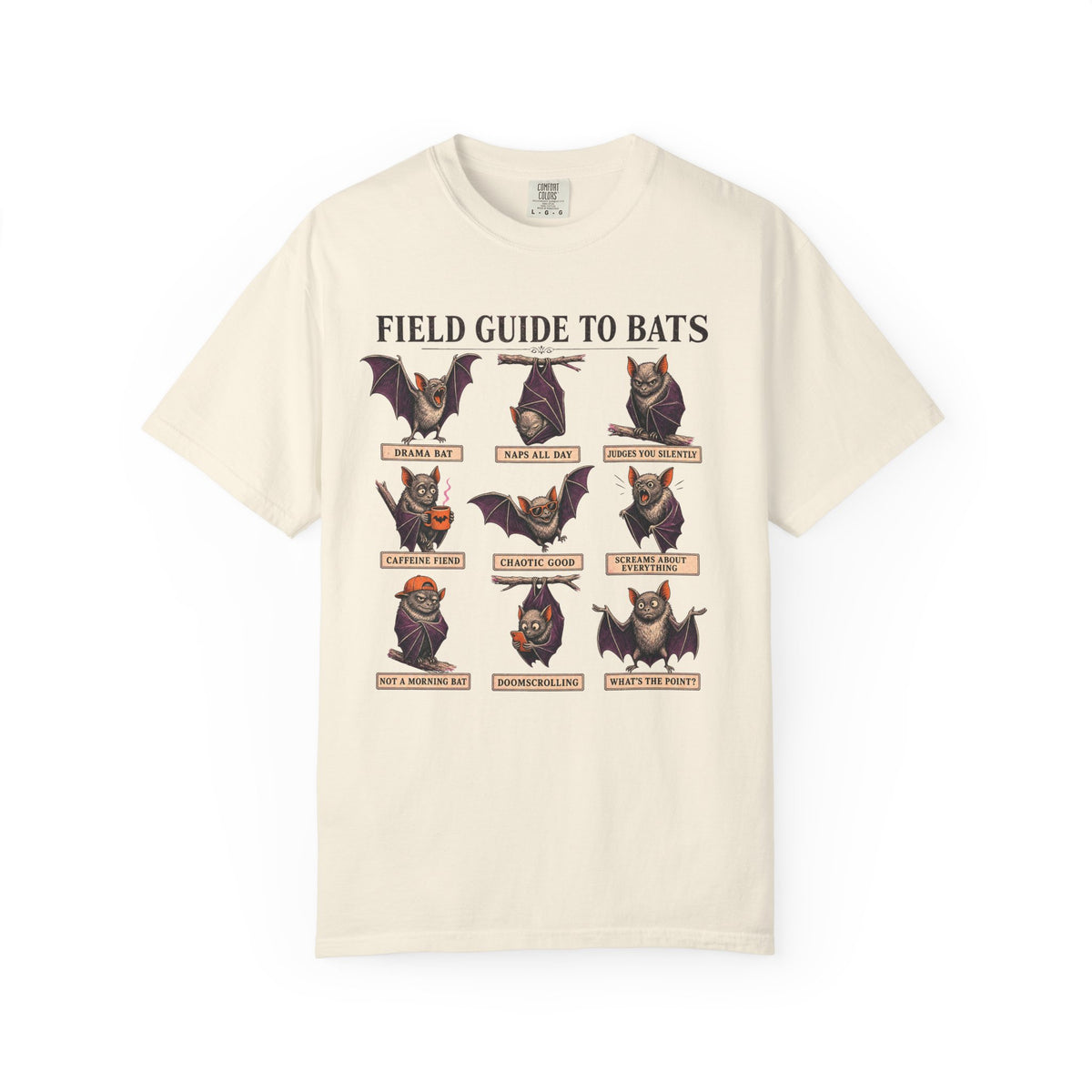 Field Guide to Bats T-shirt in Ivory, front view
