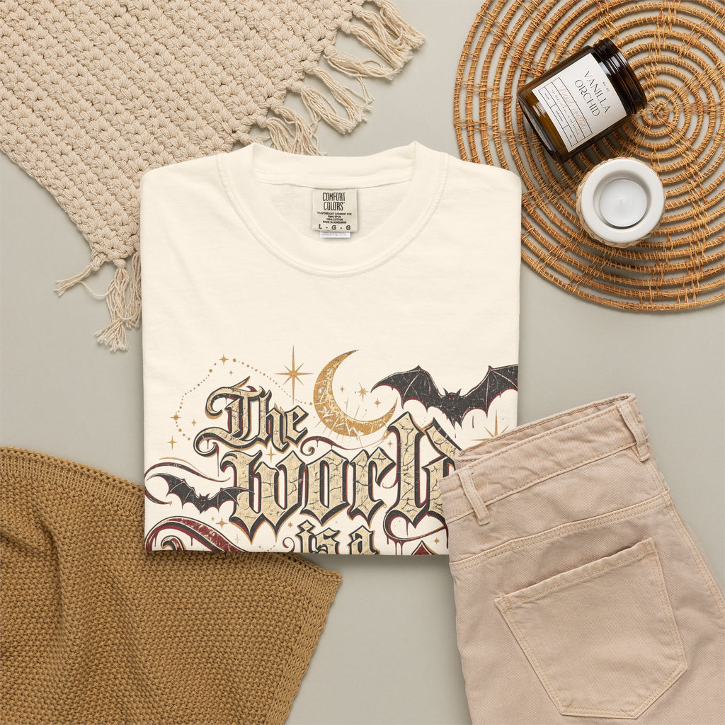 The World Is A Vampire T-shirt in Ivory, flat lay view