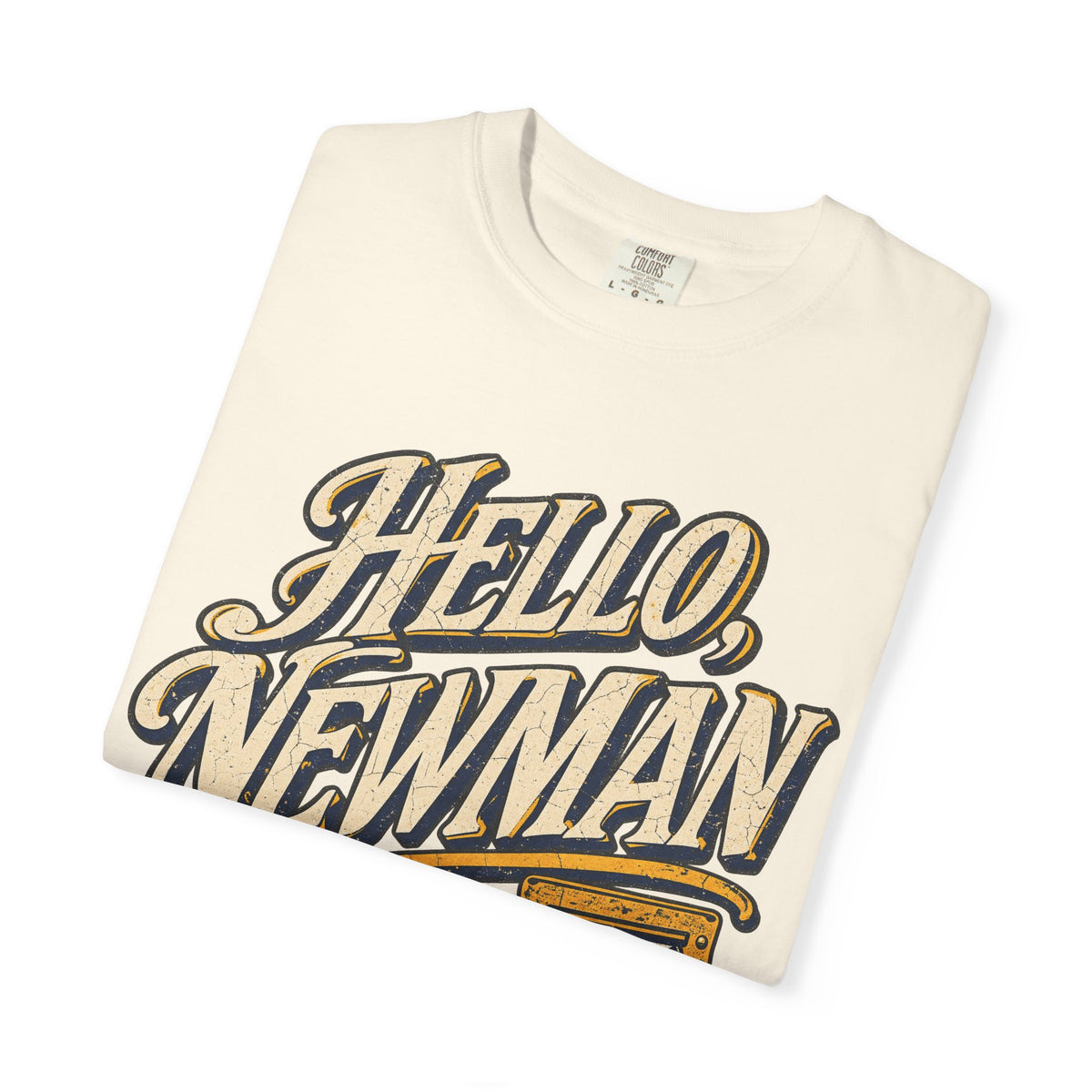 Hello Newman T-shirt in Ivory, folded view