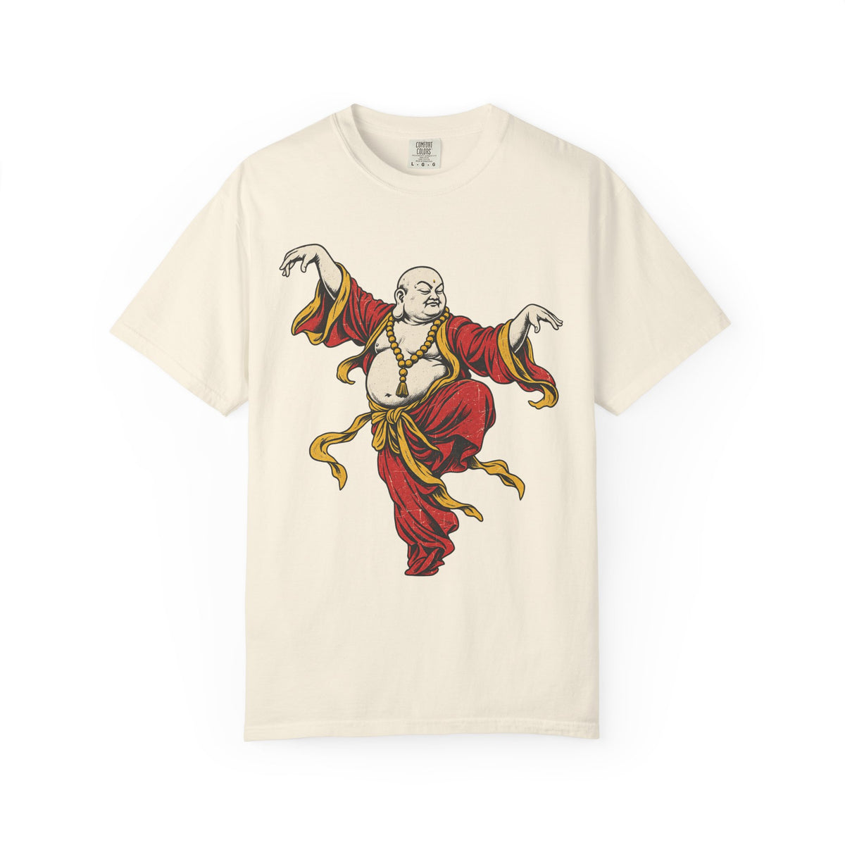 Buddha Crane Kick T-shirt in Ivory, front view