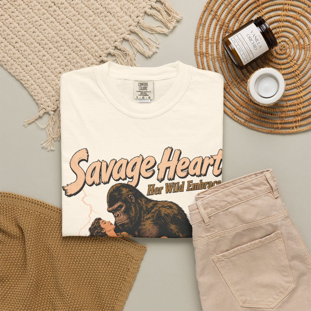 Savage Heart T-shirt in Ivory, flat lay view