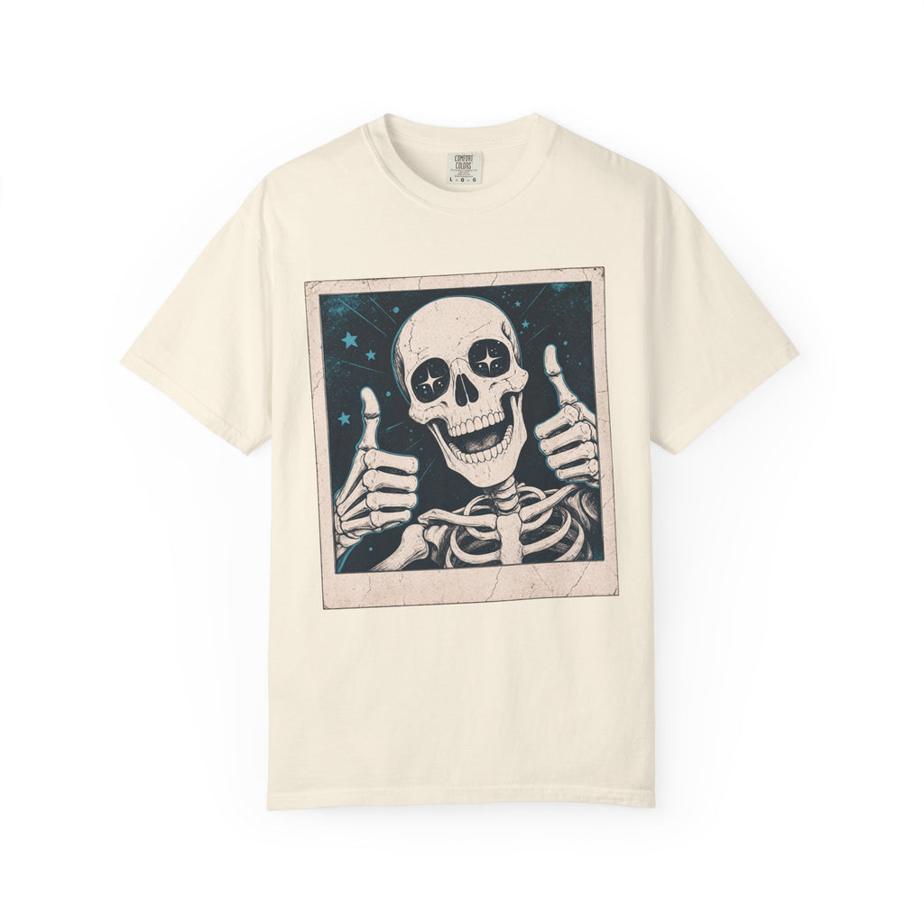 Skeleton Selfie T-shirt in Ivory, front view