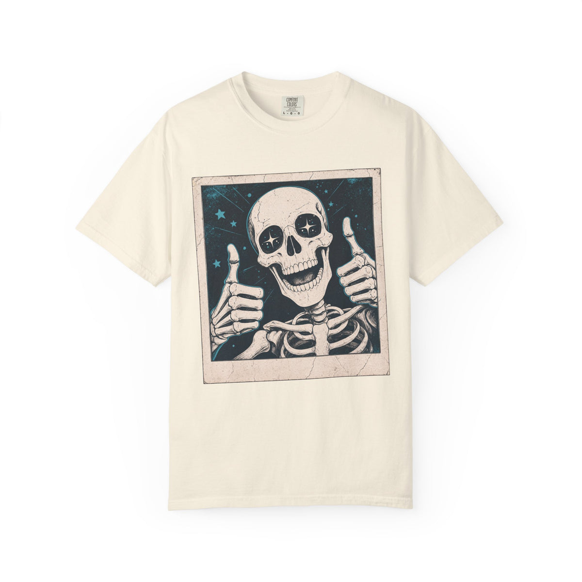 Skeleton Selfie T-shirt in Ivory, front view